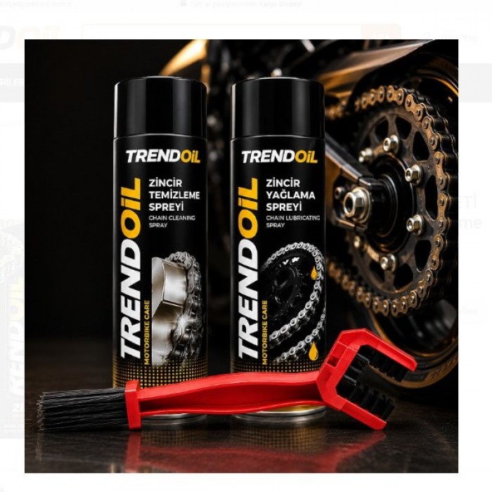 TRENDOİL ZİNCİR BAKIM SETİ (TEMİZLEME SPRAY 400 ML + ZİNCİR YAĞI 400 ML + FIRÇA)