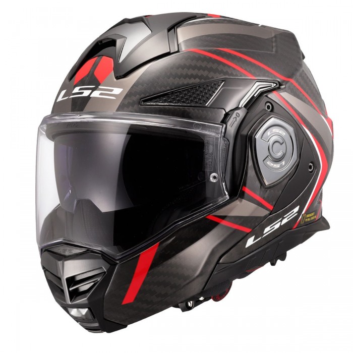 LS2 ADVANT X KARBON FUTURE II KIRMIZI KASK (180° dönebilen çene) - XL