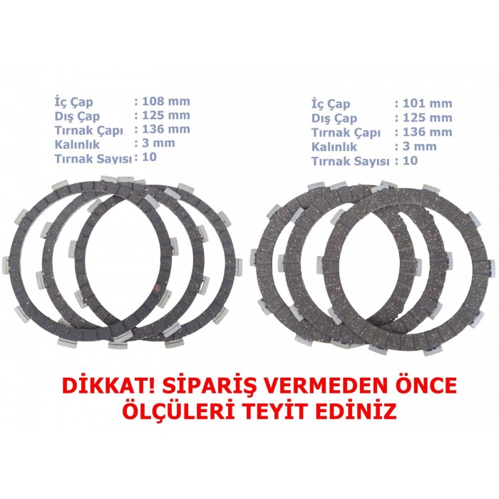 CF MOTO 250 NK / 250 SR / 450 SR DEBRİYAJ BALATASI (3 + 3) - 10 TIRNAK /346