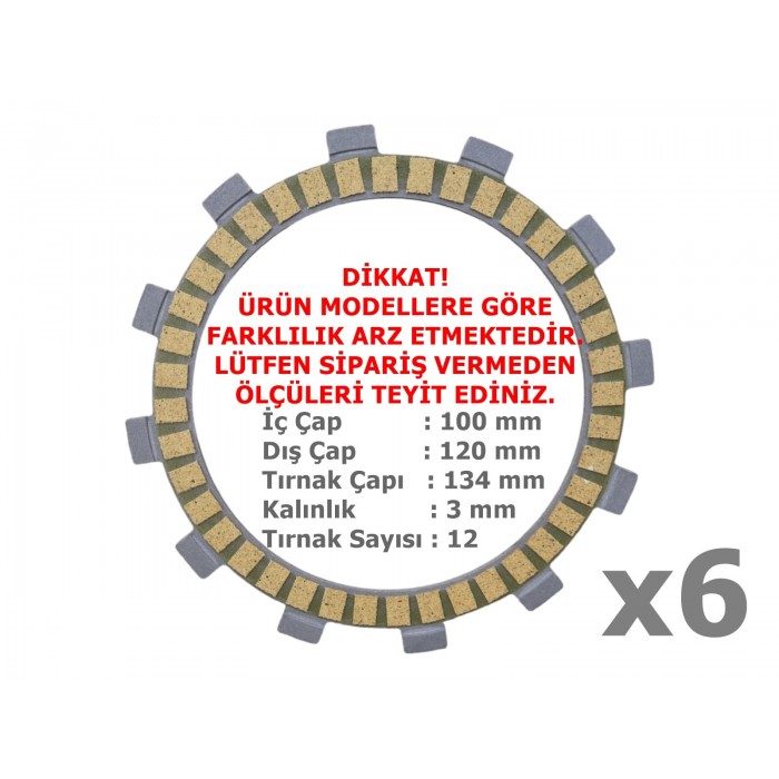 CF MOTO 250 NK / SR DEBRİYAJ BALATASI 6 Lİ SET - 12 TIRNAK /344