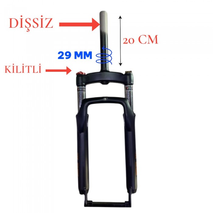 FAT BİKE 20 X 4.00 AMORTİSÖRLÜ MAŞA DİŞSİZ - KİLİTLEMELİ