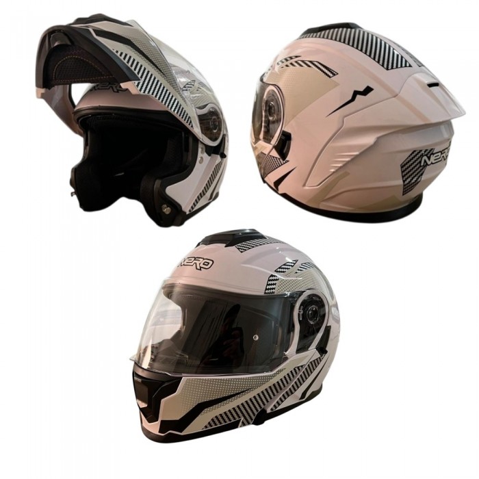 NERO KASK ÇENE AÇILIR 920 BEYAZ - GRİ T2 (XL)