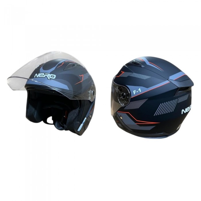 NERO KASK ÇENESİZ 528-1 MAT SİYAH - TURUNCU E2 (L) (MANUEL VİZÖR)