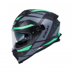 SWAY 865 GÜNEŞ GÖZLÜKLÜ KAPALI KASK - SİYAH - YEŞİL - L