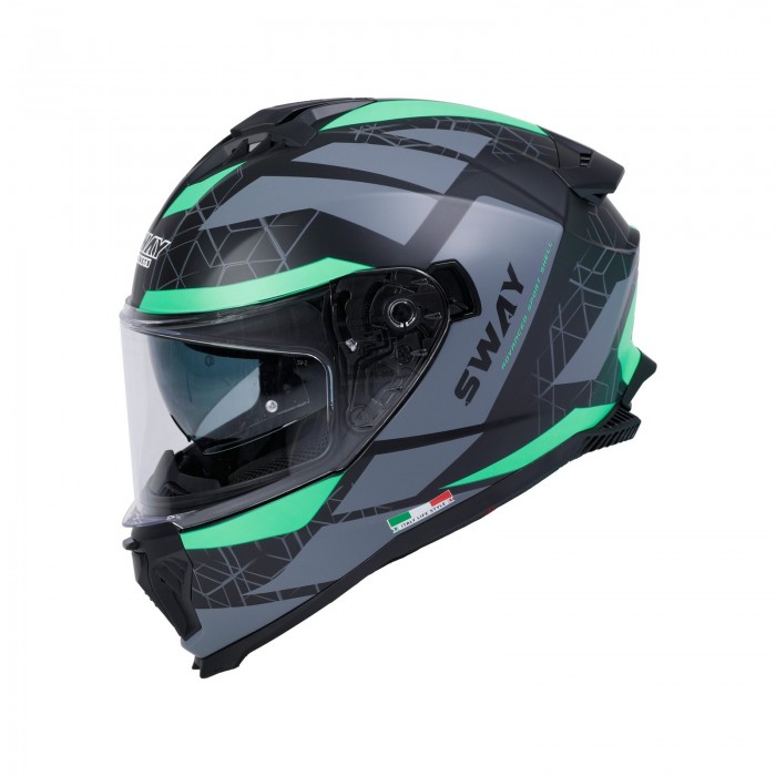 SWAY 865 GÜNEŞ GÖZLÜKLÜ KAPALI KASK - SİYAH - YEŞİL - M