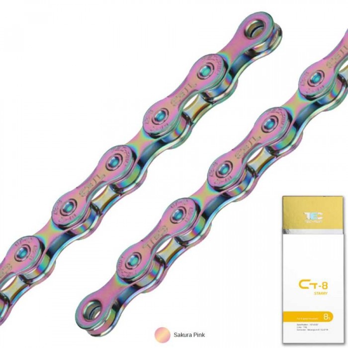 KMC TEC Renkli Zincir 8 Vites 116 Bakla – Sakura Pink KMC TEC Renkli Zincir 8 Vites 116 Bakla – Sakura Pink
