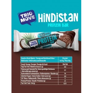 ÇİKOLATA KAPLAMALI 50 GR PROTEİN BAR - HİNDİSTAN CEVİZLİ VE SÜTLÜ ÇİKOLATALI %33 PROTEİN, 50 GR x 9 ADET