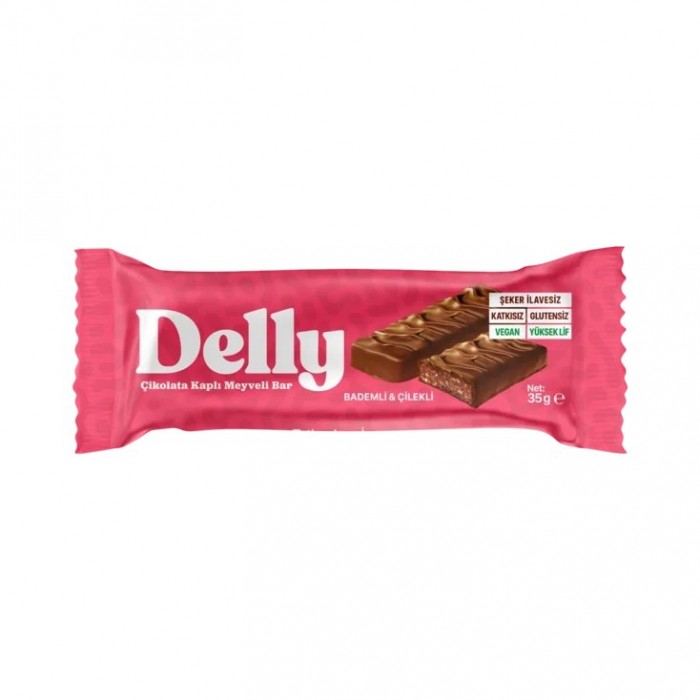 ÇİKOLATA KAPLI BADEM & ÇİLEKLİ MEYVELİ BAR 12 ADET X 35 GR