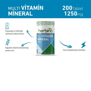 HERBİNA MULTİVİTAMİN MİNERAL 1250 MG 200 TABLET